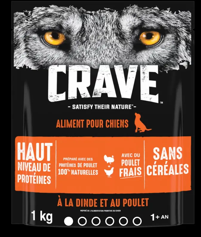 CRAVE Croquettes à la Dinde et au Poulet pour chiens adultes