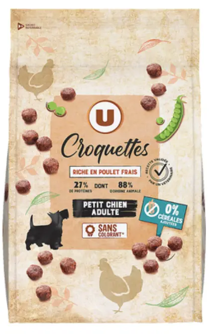 U Croquettes sans céréales riche en poulet frais petit chien