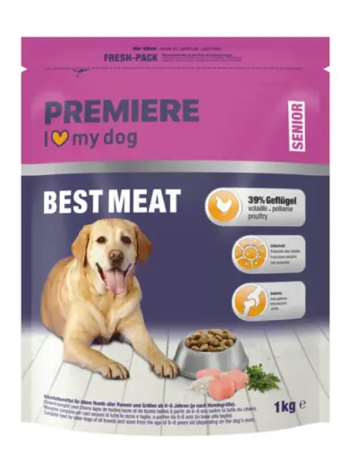 Premiere Croquettes Chien Best Meat Senior Volaille pour Chien Âgé