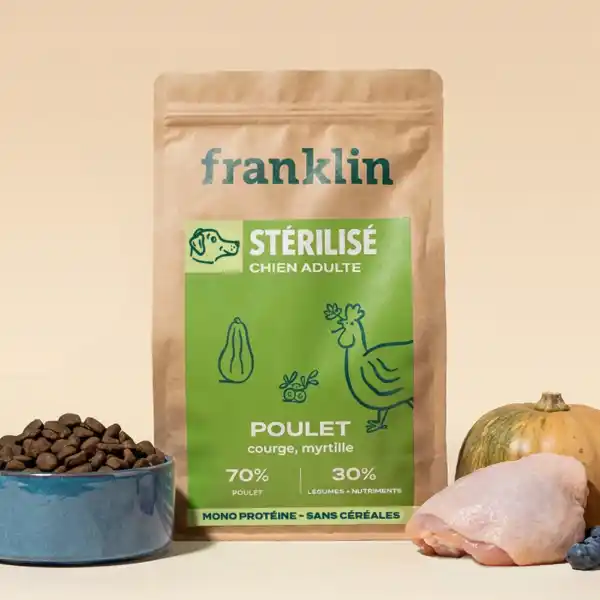 Franklin Poulet, Courge, Myrtille (chien stérilisé)
